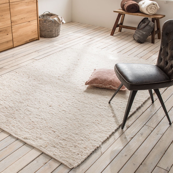 Tapis en laine vierge en blanc naturel Tapis en laine vierge en blanc naturel
