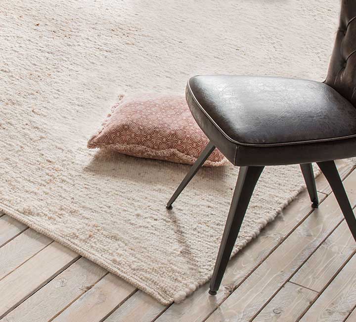 Tapis en laine vierge en blanc naturel Tapis en laine vierge en blanc naturel