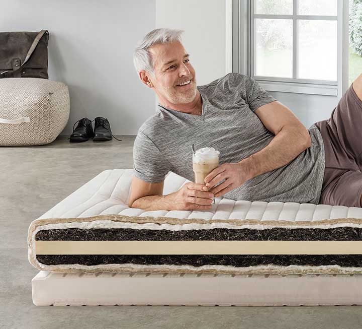 Système de matelas en latex naturel et crin de cheval « Sanavita-Equina » Système de matelas en latex naturel et crin de cheval « Sanavita-Equina »